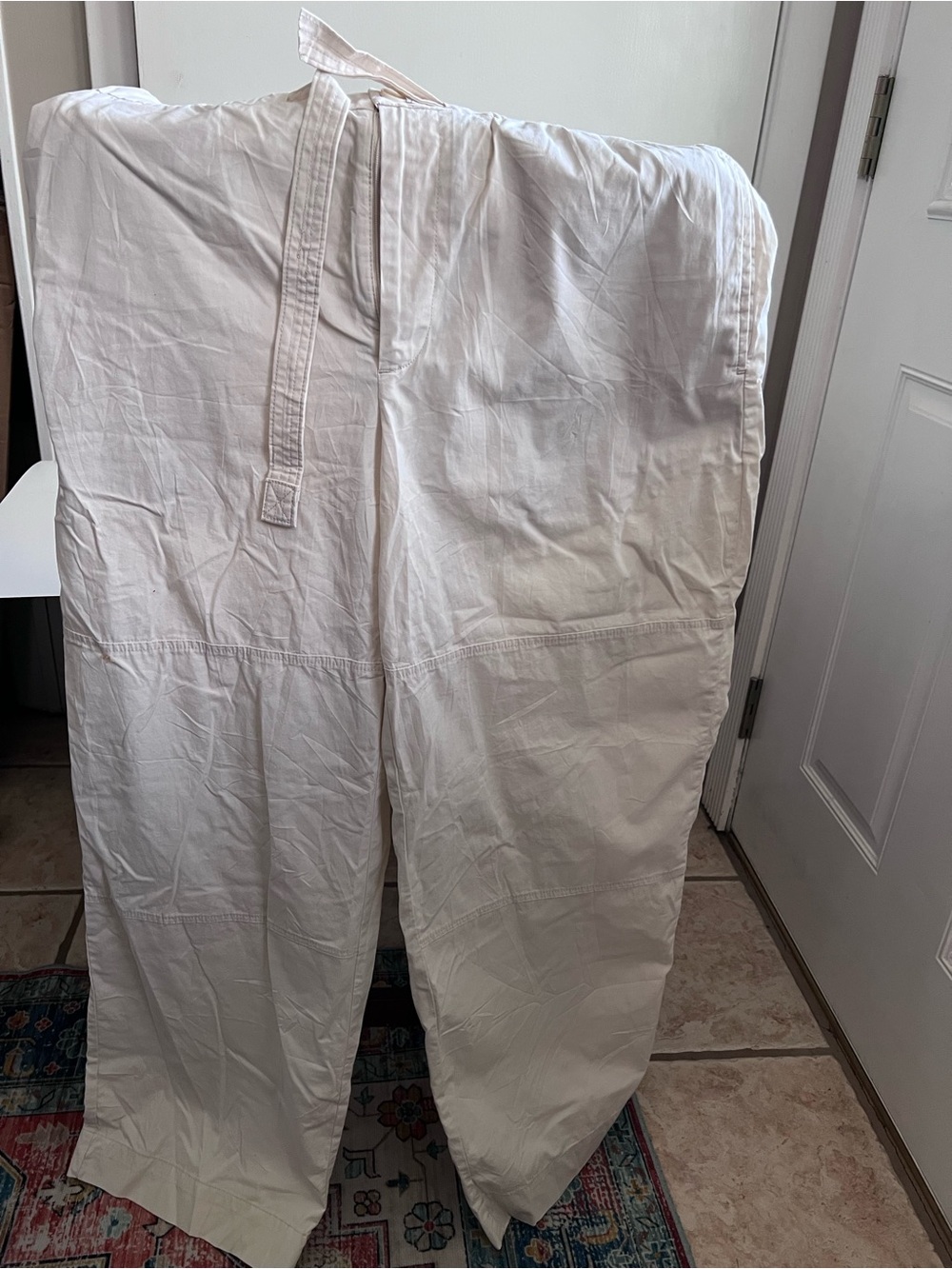 Banana Republic White Wide-Leg Drawstring Trousers